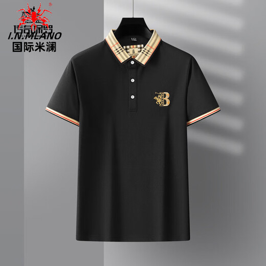 Inter Milan light luxury high-end summer men's embroidery new short-sleeved fashion business polo shirt T-shirt cool casual T-shirt 897 navy blue 175/XL code Recommended [130-155Jin [Jin equals 0.5 kg]]