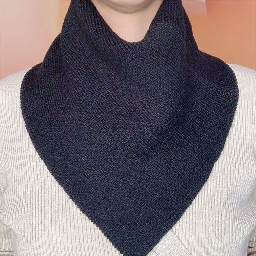 Changyin new fashionable neck scarf for men in autumn and winter, warm neck protection, Korean version, versatile neck gaiter, triangle scarf, cold-proof fake collar, single piece - solid color black