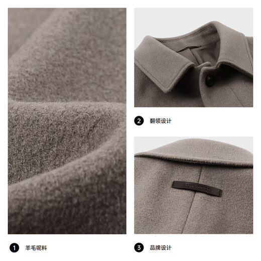 Seven Wolf Woolen Coat Men's New Winter Fashion Winter Lapel Wool Blazer Medio Blazer Capaz 309 (Brown Camel) XL 175/92a