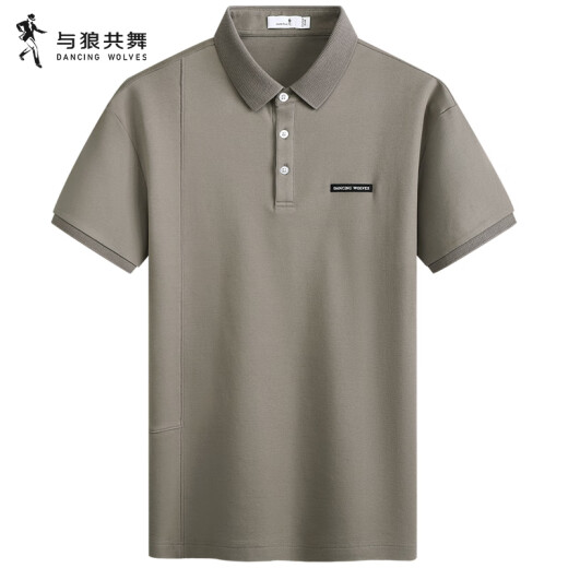 与狼共舞【凉感索罗娜】翻领短袖T恤男士2025夏季新款休闲透气Polo衫6171 卡其701 3XL (190)
