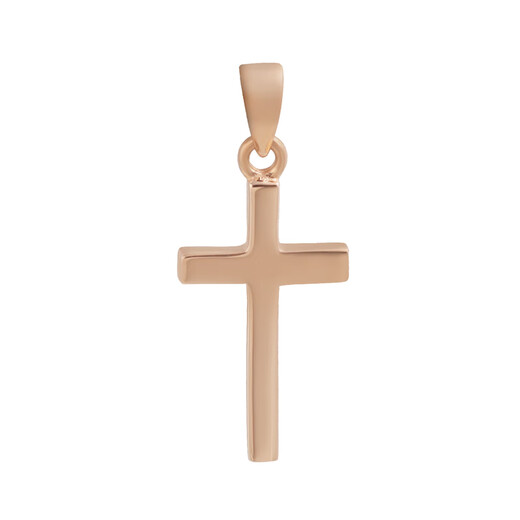 Erli 18K rose gold glossy cross pendant k gold plain gold faith pendant 18K rose gold 1.11g