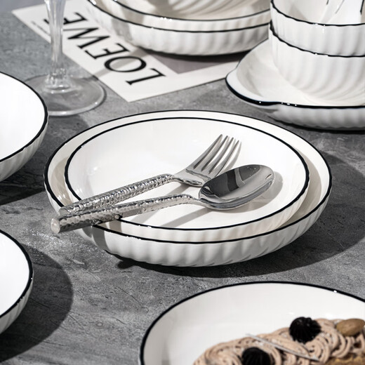 KANGQIN underglaze color high-temperature fired bowl and plate set simple bowl and plate combination housewarming tableware 40 pieces 6-person meal upgrade gift box