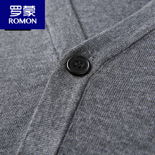 ROMON wool cardigan men's long-sleeved sweater jacket spring and summer open sweater V-neck solid color men's outer wear navy 175/L suitable for 140-160Jin Jin equals 0.5 kg to wear