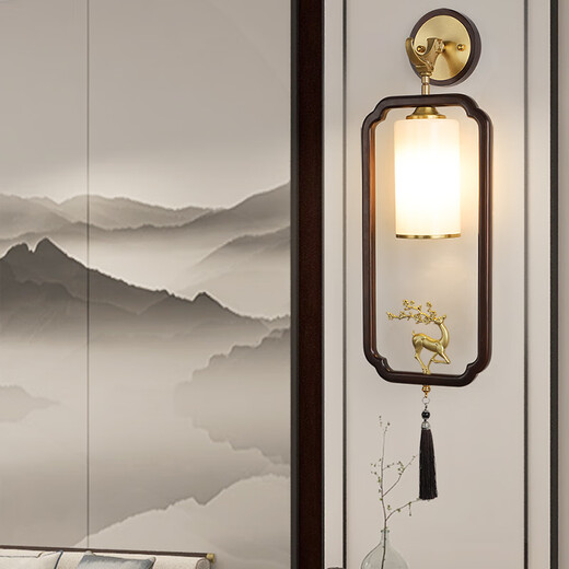 Ancient Tang style 2024 new walnut wall lamp living room entrance TV background wall bedroom study walkway Chinese style Zen lamp A-6/model 20 watt three-color LED