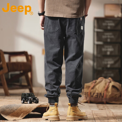 吉普（JEEP）潮流美式工装裤男款2025新款春季款宽松高端百搭哈伦休闲束脚裤子