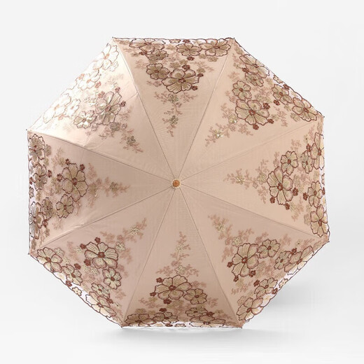 MODX防晒防紫外线黑胶遮阳伞女神蕾丝刺绣太阳伞晴雨两用折叠伞新款 6218贰折灰色