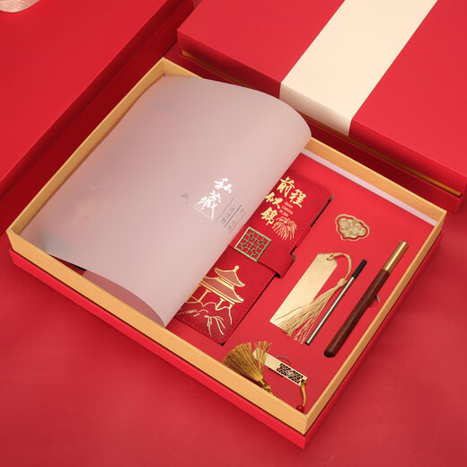 信笔金榜题名笔记本礼盒套装中高考加油励志礼物初中高中毕业纪念品送同学伴手礼成人礼十八岁生日礼物 深邃蓝七件套-未来可期