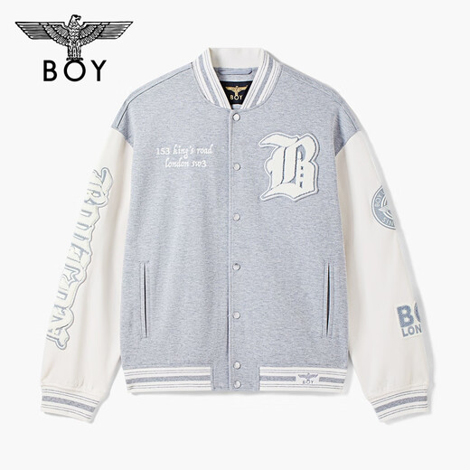 BOY LONDON秋男女同款外套学院风撞色夹克棒球服N12006 米白色 S