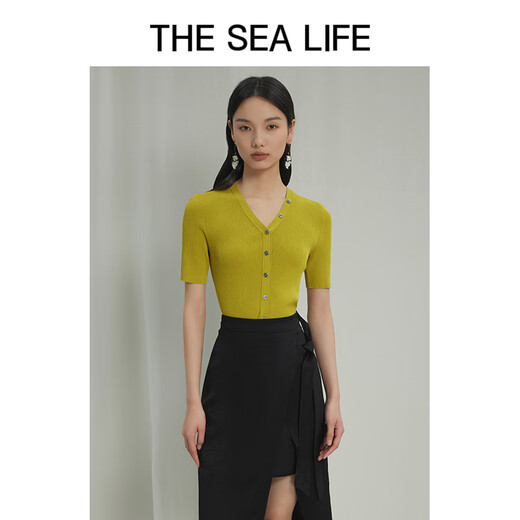 THE SEA LIFE Ou Hai Yisheng Sweater for women 24 summer new comfortable, versatile breathable, smooth and light knitted sweater X15868 cloud white M