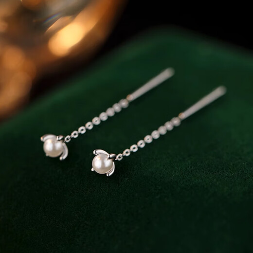 Holycat Arms Cat Pearl Earrings 999 Silver Girls Light Luxury Earrings New Style Earrings Temperament High-end Beads Earrings Birthday Gift 999 Silver Beads Earrings Pair