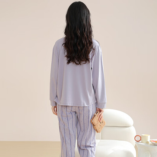 Cat Men Pyjamas Femmes Coton pur Coton Spring et automne pantalon à manches longues lâches, confortables et mignons décontractées, peut être porté à l'extérieur des vêtements de coton 9904 ours blanc et blanc M [Recommandé 90-95 Jin [Jin est égal à 0,5 kg]]]