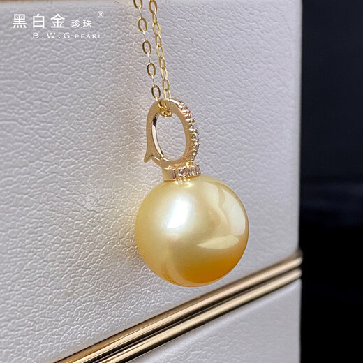 Black and white gold pearl, South Sea seawater gold pearl pendant, 18K gold material, inlaid with elegant gold beads, universal buckle style, inverted T shape 8-9mm