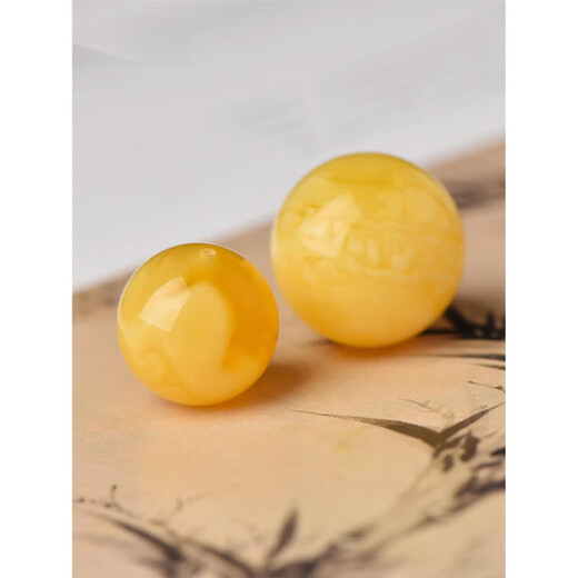 Moyun natural beeswax single bead, old wax bead, chicken oil yellow loose bead, single amber bead bracelet, waist bead, top bead, bracelet accessories, full honey chicken oil yellow 6mm, 0 carat each
