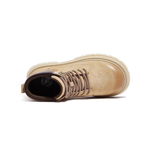 骆驼（CAMEL）【山韵】马丁靴厚底大黄靴经典百搭女靴 L24W076644杏色 36