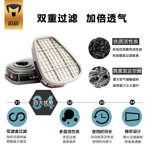 迈盾（MAIDUN） 毒霸防毒面具防甲醛喷漆防尘口罩面罩电焊农药化工粉尘活性炭装修硅胶防护面罩 701P套装【小号】+10片尘霸滤棉