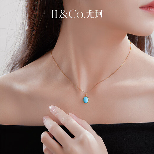 IL&CO Youke Natural Turquoise Necklace for Women Light Luxury S925 Silver Clavicle Chain Birthday and Valentine's Day Gift for Girlfriend S925 Silver Turquoise Necklace