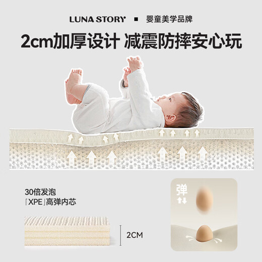 月亮故事（LUNASTORY）LUNASTORY爬爬垫婴儿折叠垫宝宝xpe爬行垫地垫加厚儿童垫子野餐垫 XPE内芯波点+轨道/180*150*2cm