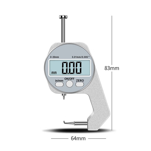 Electronic digital display thickness gauge thickness gauge ruler high-precision thickness gauge steel pipe leather wall thickness digital display curved tip 0-20mm