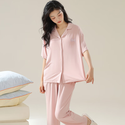 
Catman Modal pajamas for women in spring and summer cardigans for short-sleeved trousers large size women's thin home clothing suits can be worn outside 12108 L (recommended weight 100-110Jin [Jin equals 0.5 kg])