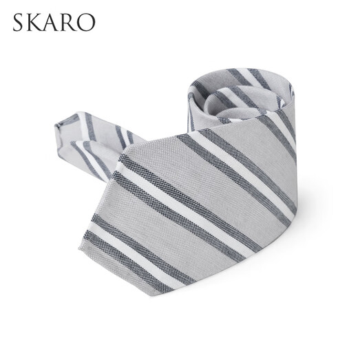 SKARO [linen cotton fusion mulberry silk] suit tie men's business formal suit suit diagonal stripes gray and white twill SKM841 ordinary suit