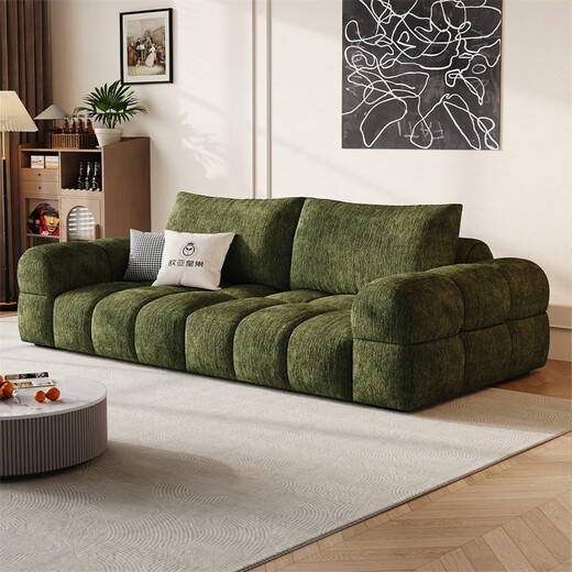 Eurasian Royal Nest Marshmallow Fabric Sofa Cream Style Small Household Puff Chenille Sofa Living Room 2025 New 2.4m Three-seater (comfortable and soft, not tired after sitting for a long time) 13 anti-bacterial properties - anti-bacterial, waterproof, anti-sensory, anti-cat scratch cloth, thickened pine wood