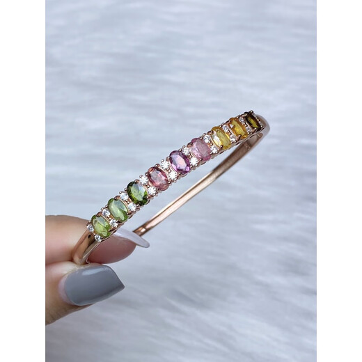 DL 1998 Fat Donglai same style tourmaline bracelet natural Brazilian female candy rainbow color s925 silver inlaid gemstone bracelet tanzanite L202
