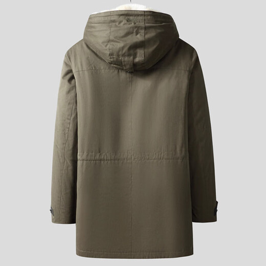 
NLMN mid-length parka overcoming men's winter [Fur integrated] Coyote fur inner liner coat leather fur coat men's military green wolf fur inner liner cashmere sleeves 2XL (135Jin[Jin equals 0.5 kg]-150Jin[Jin equals 0.5 kg])