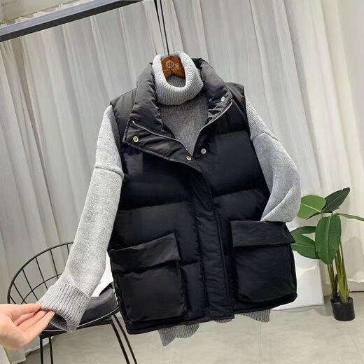 Sheng Saixi Vest Women's Jacket Women's Autumn and Winter Versatile 2025 Women's Vest New Down Cotton Vest Women's Outerwear Korean Style Loose Beige One Size Recommended 80-140 Jin Jin equals 0.5 kg