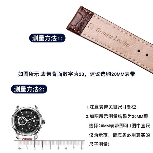 君倾适用格雅GEYA真皮手表带6193 6153 8199 8199 78008 8117针扣替换 棕色 20MM