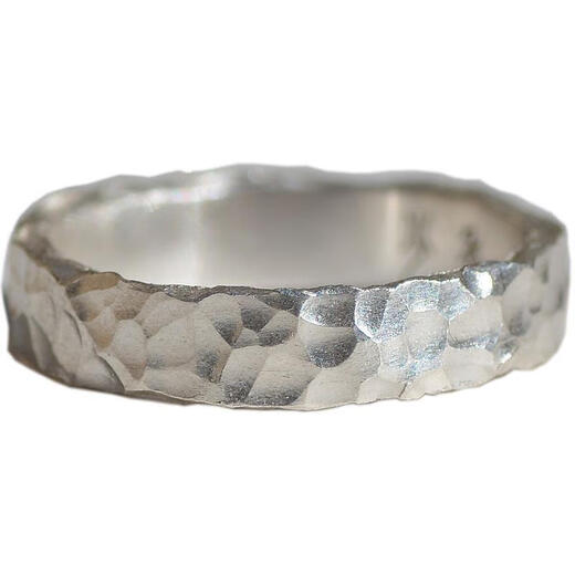 BXE Moon Awakening Southern Hammer Pattern Ring 999 sterling silver men's handmade custom ancient closed mouth crater couple's ring XXL single Hong Kong code 21-22