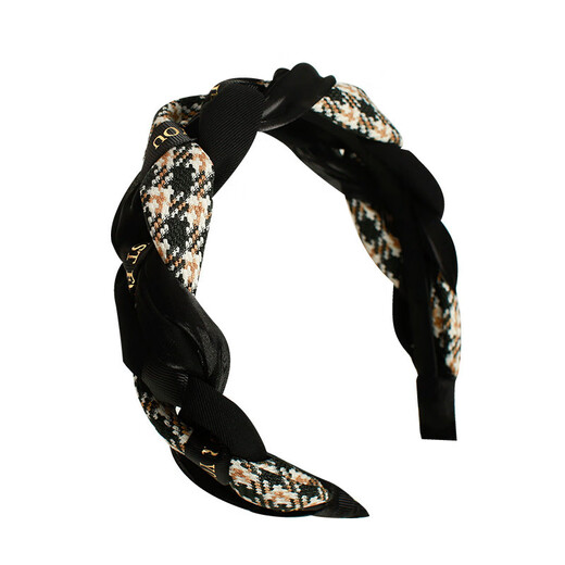 Jiao Xuefei Retro French Fairy Plaid Twist Headband Pressed Hair Anti-Slip Headband Hairpin Hairband Female Internet Celebrity