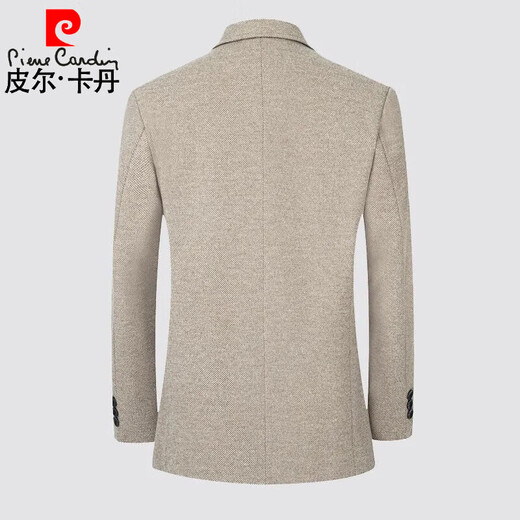 Pierre Cardin 2025 Autumn and Winter Men's Casual Suit Woolen Jacket Single Suit Slim Fit Young and Middle-aged Wool Suit Gray XL