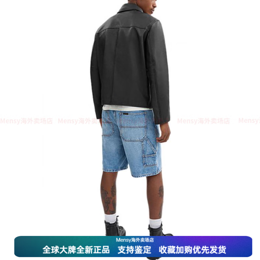 COACH FW24 Solid Color Point Collar Long Sleeve Leather Jacket Men's Black New Year Gift Black S