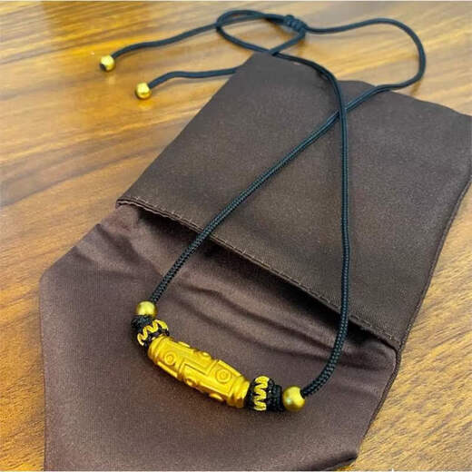 JXJE Old Phoenix Gold Nine Eyes Dzi Beads Transfer Beads Necklace Pure Gold 999 Gold Jewelry Men's and Women's Valentine's Day Gift Dzi Beads + 2 Gold Beads Necklace