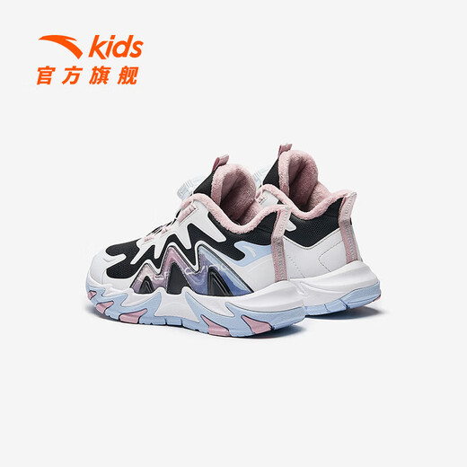 ANTA Children's Cotton Shoes Girls' Shoes 2024 Winter Plus Velvet Warm Knob Button Leather Top 4.0 Snow Cotton Boots Black/Anta White/Gray Purple-3 29