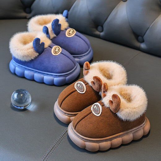 Tiaodegao Children's Cotton Shoes Winter 2024 New Cartoon Warm and Non-slip Boys and Girls Home Outdoor Baby Furry Cotton Shoes for Women Brown Color Size 26/27 Inner Length 16.5CM Approximately 3-4 Years Old