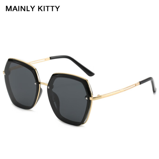 MAINLYKITTY太阳镜女2025新款女士墨镜防紫外线开车驾驶眼镜送女友老婆礼物 【黑灰色】-礼盒装