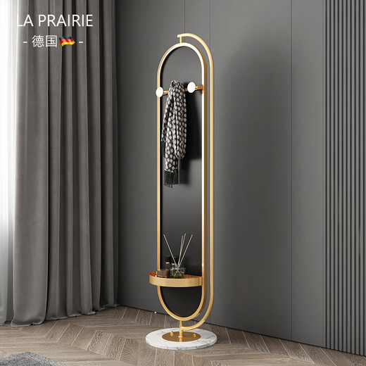 LA PRAIRIE德国品牌 轻奢镜子全身镜穿衣镜家用落地镜女生卧室可旋转试衣镜 大号旋转镜（金架+白石）带收纳 免费上门安装