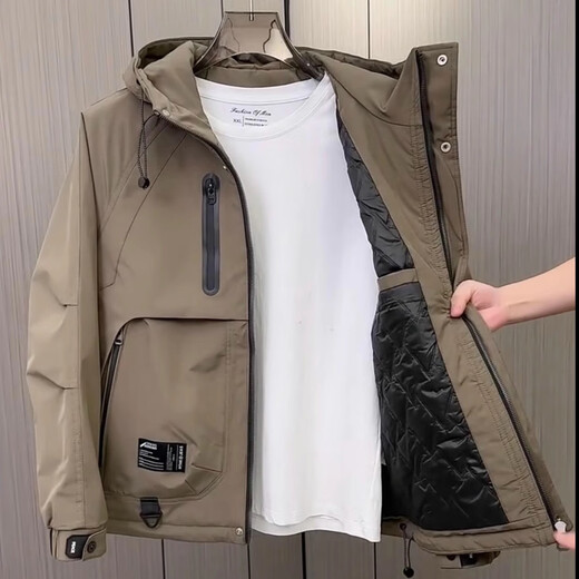 KAZUKI KURAISHI KAZUKI KURAISHI Jacket Men's 2025 New Cotton Jacket Jacket Men's Winter Thickened Warm Hooded Workwear Black 4XL Recommended weight 185-200Jin Jin is equal to 0.5 kg