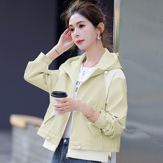 Chu Xin pequeña chaqueta corta para mujeres en primavera y otoño 2025 Nueva ropa para mujeres empalmada de gama alta de gama alta versátil top beige M sugiere 115 Jin [Jin equivale a 0.5 kg]