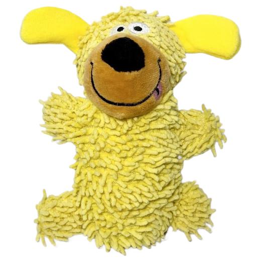 Mop plush cute dog making noises and throwing molar toys large and small dog training interactive plush toy upgraded version mop plush thin dog 2 pieces blue + yellow magic teeth cleaning fabric