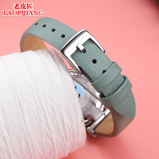 Old Coatman adaptado a Armani Women's Cowhide Strap Small Green Watch AR11149 11399 11302 1959 Pequeño reloj cuadrado Hebilla de acero verde oscuro de color verde oscuro