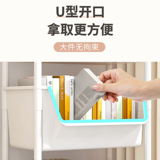 Qisheng Mingyuan bookshelf storage rack cart floor-standing mobile snack multi-functional kitchen rack book storage rack four-layer LC-s117