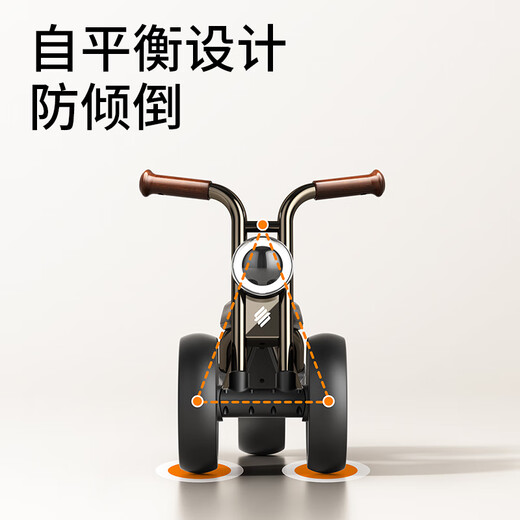 柏沃 BRAVOLD儿童平衡车1-3岁宝宝周岁礼物遛娃神器滑行学步入门三轮玩具车 美式热销款 8寸 【石墨灰】 防倾倒