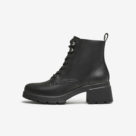 Heshe (Tata) lässige dicke Ferse Martin Boots Frauenstiefel Schwarze Pendler Schnürstiefel Winter neu 7bu55dd4 schwarz 36