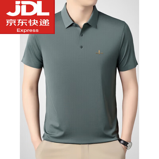 BIEMLFDLKK BG ice silk seamless short-sleeved t-shirt for middle-aged and elderly men, loose business casual lapel polo shirt, same style, white gray L 170 120-135Jin Jin equals 0.5 kg