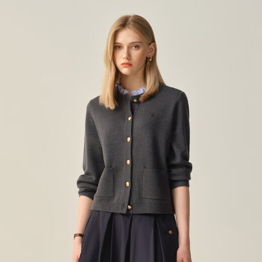 ELAND sheep wool sweater women's cardigan single-breasted jacket 2025 winter new style Gray (15) Gray S /160