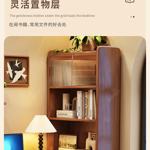 Huixun solid wood corner desk bookshelf integrated desk bedroom corner computer desk bookcase combination writing desk home desk walnut color #desk + bookshelf 100cm*60cm*160cm total length 124cm