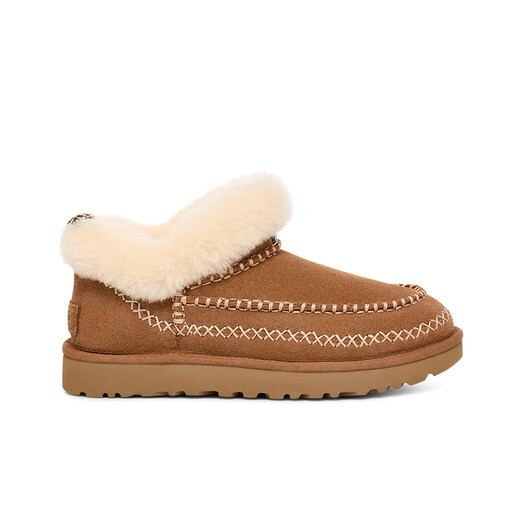 UGG Autumn Women's Fashionable and Comfortable Solid Color Flat Warm Furry Short Boots Lazy Fur Shoes 1158224 CHE | Maroon 39 The shoe is too small, it is recommended to take one size up