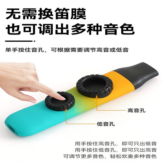 杉贝卡祖笛演奏级新型笛子不学就会嘟嘟笛卡组笛 肤感灰白渐变+笛头+ 肤感青橙渐变+笛头+挂绳+笛膜